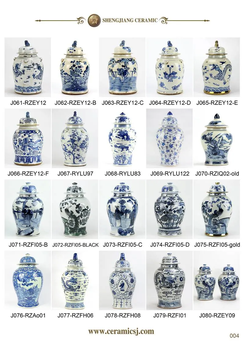 China Jingdezhen Blue and White Ceramic Flower Birds Porcelain Decoration Ginger Temple Jars