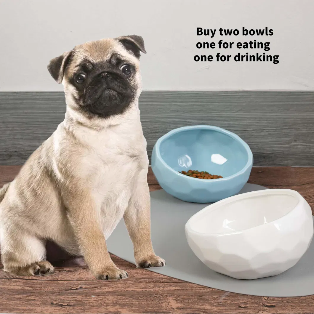 Ceramic Dog Bowls, 7 Inch Non Slip Anti Skid Dog Food and Water Bowls, Tilted Pet Feeder Bowls for Small Medium Dogs