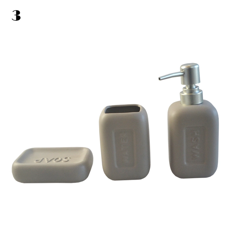 Ceramic Bathroom Accessories Grey Color Bathroom Set for Hotel Home Bath Decor Ceramic Bath Set