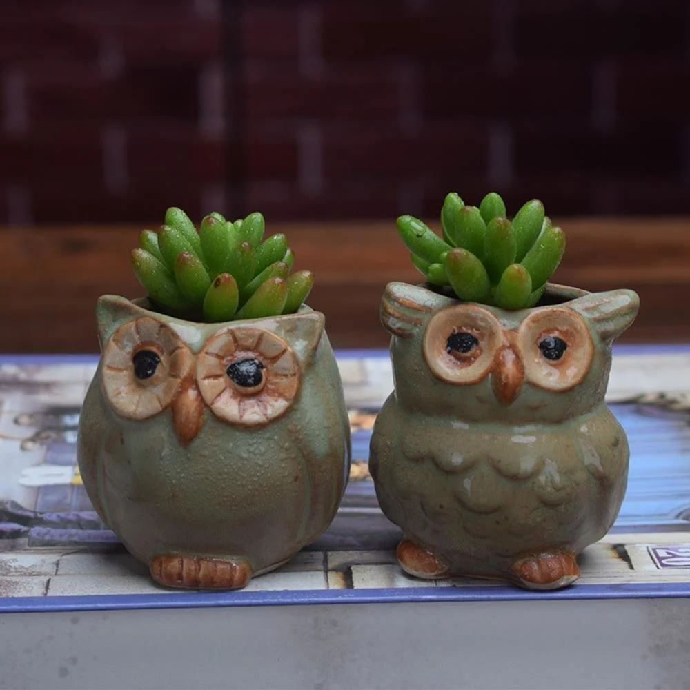 Mini Cactus Planter Flower Pot Planter Owl Ceramic Succulent Plant Pots Indoor Window Herb Flower Pot Container Wyz20603