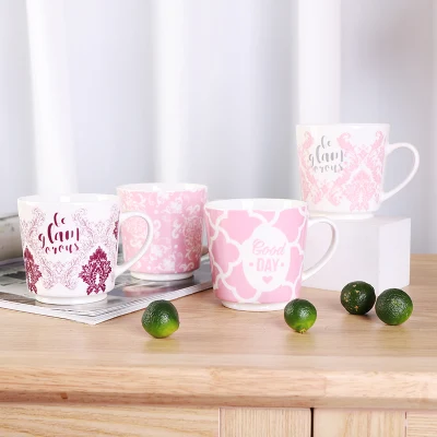 Tasse en porcelaine délicate couleur rose tasse à boire avec poignée boissons chaudes résistantes à la chaleur café tasse à thé cadeau de fête des mères tasse en céramique de lait